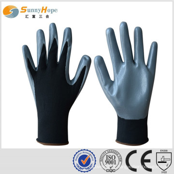 SUNNYHOPE 13gauge Palm Coated Fine Nitrile Dipped Nylon Gloves